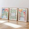 3pcs Bohemian Floral Vase Canvas Wall Art–Vibrant Folk Style Flower Printing for Bright Home Decor, Ideal Housewarming Gifts