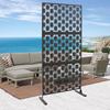 Modern Black Grid Privacy Screen Fence, Free Standing Outdoor Decorative Panel with Steel Frame, Metal Partition Wall for Garden