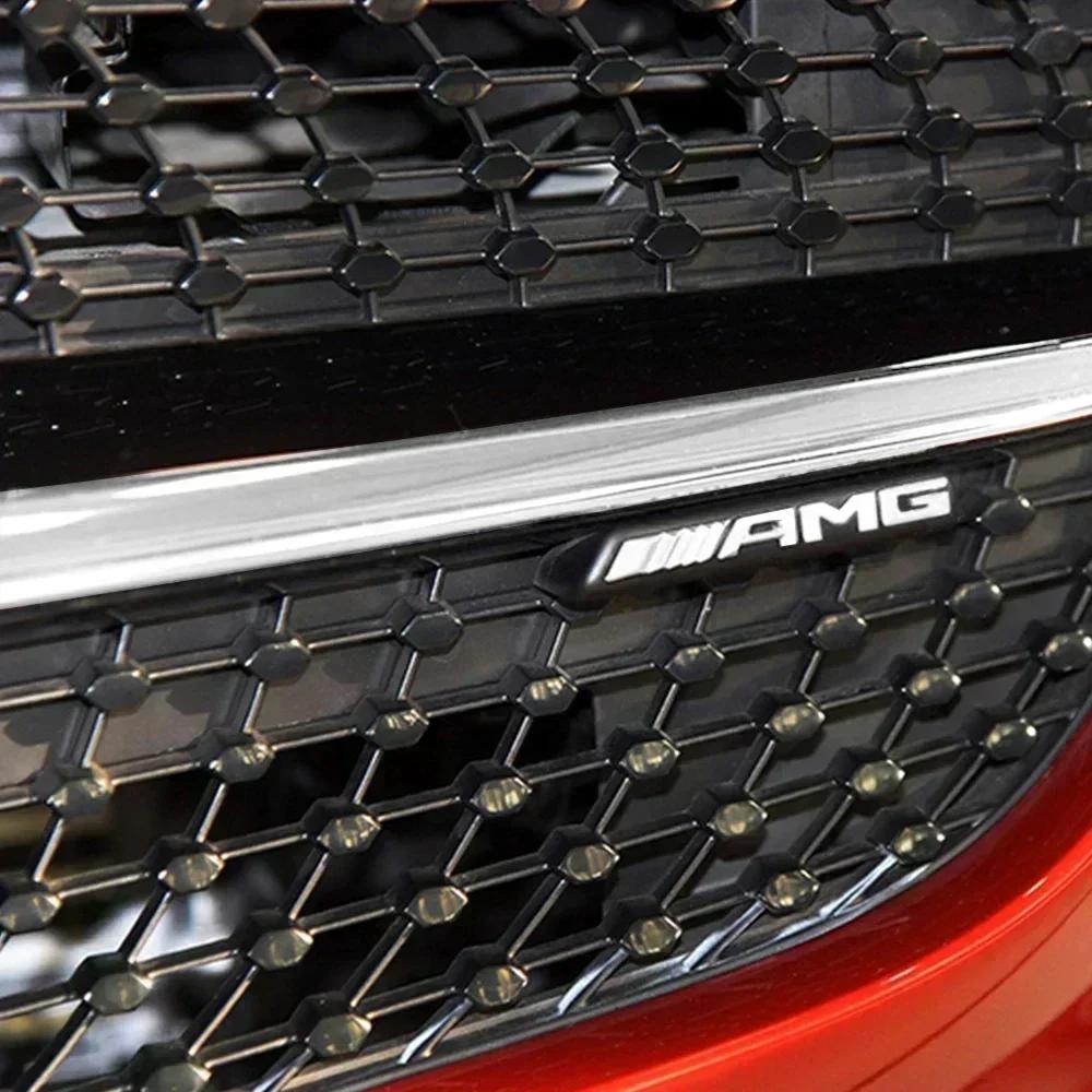 3D ABS Car AMG Sticker Mercedes Benz AMG Badge Logo Front Grille Emblem Decoration Decals Auto Modification Accessories ETP7