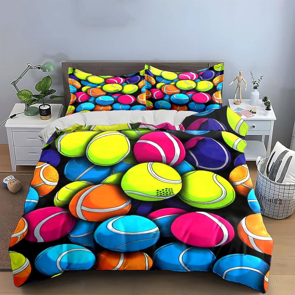 Colorful Tennis Balls Set For Practice Kid'S And Adults' Bedroom Decor, Exquisite Three-Piece Bedding Set Gift