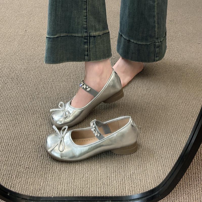 

Розовые балетки на скрытой платформе, женская обувь 2025, новые французские весенне-осенние туфли Мэри Джейн, нежные вечерние туфли 40 серебряный