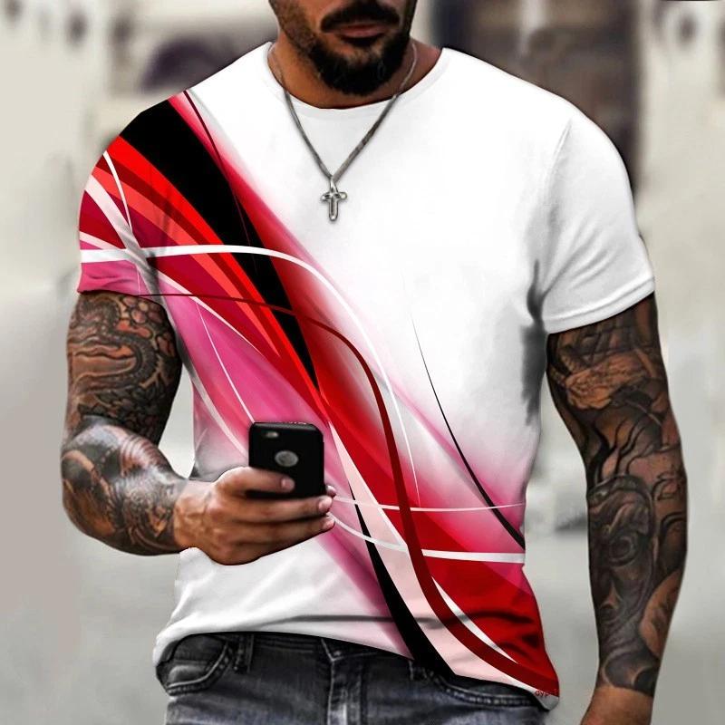 Men casual summer T shirt with 3D print breathable polyester short sleeves