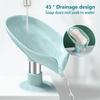 Leaf Shape Self Draining Soap Holder No Drill Suction Cup Soap Dish Quick Dry Bar Soap Saver for Shower Bathroom Kitchen Sink Green 1-Pack