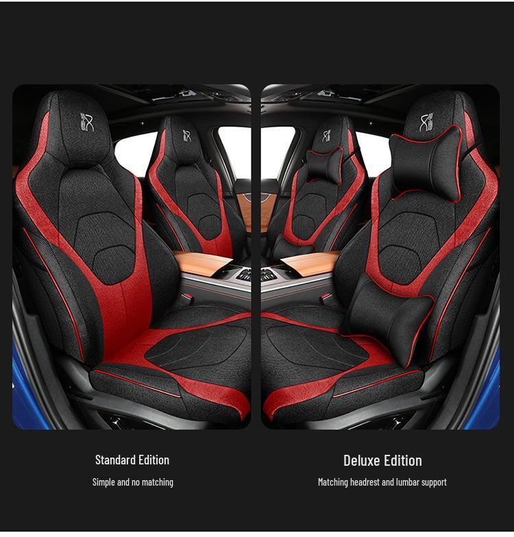 Breathable Linen Car Seat Cover for BYD Han: 5-Seater, All-Season, Full Surround Universal Cushion