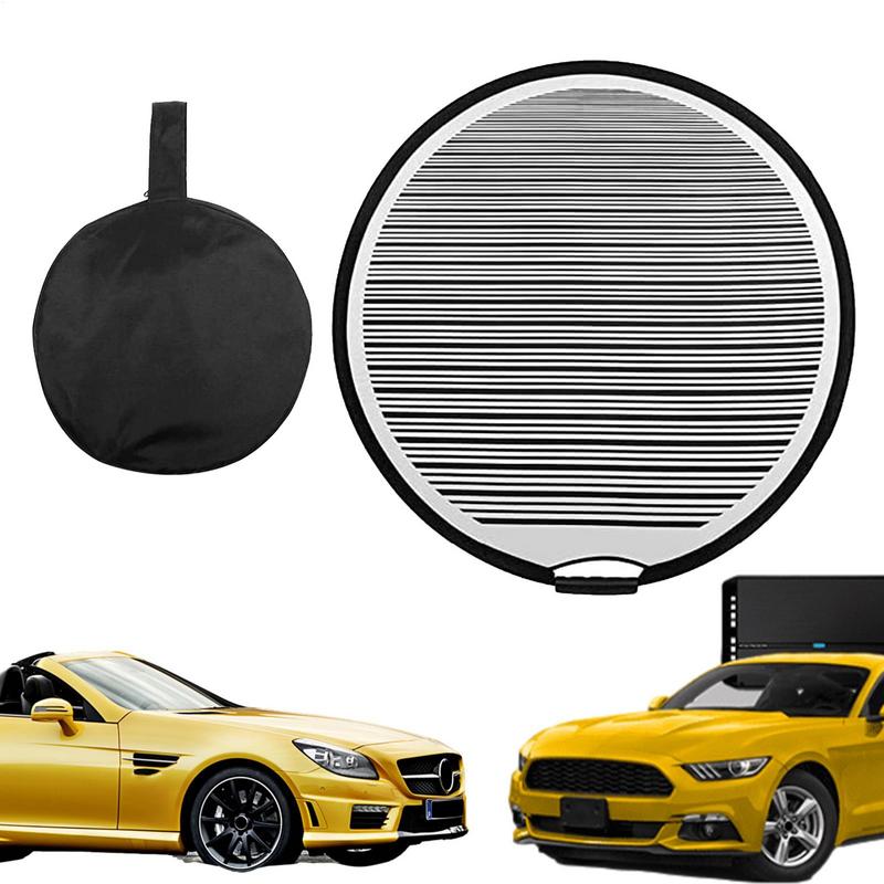 Newest 80cm Circular Striped Foldable Lined Light Reflector Board Round Dent Panel Vehicle Scratch Hails Damages Car Check Tool