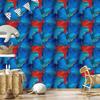 Ink Blue, Turquoise and Red Wallpaper for Living Room and Bedroom 50x1000