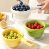 Drain Basket with Handle and Fork Double-Layer Drain Separation Design Portable Multi-Purpose Kitchen Strainer for