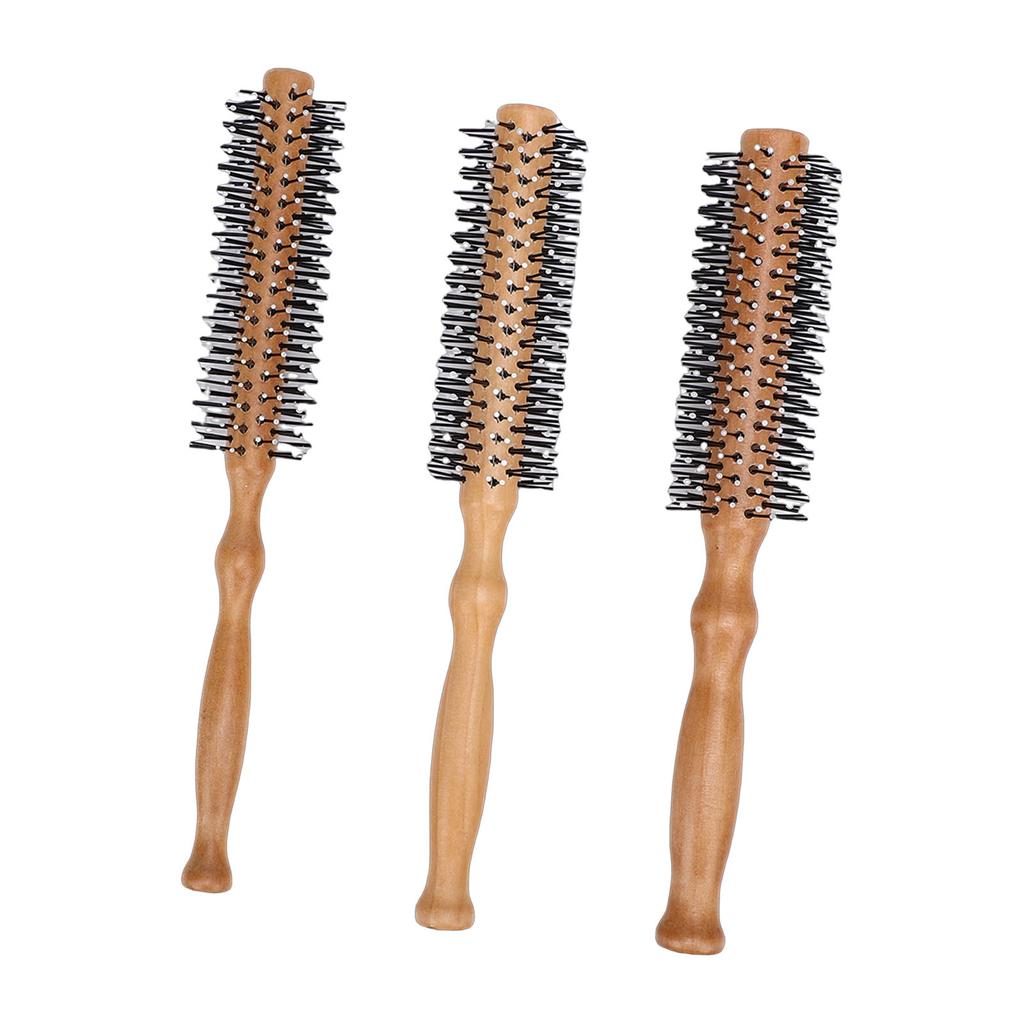 3pcs Round Hair Brush Portable Travel Size Anti Static Handle Wooden Styling Brush for Men Women