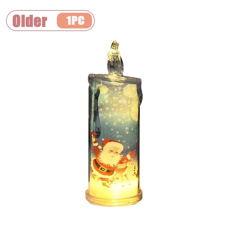 

1-5PCS LED Christmas Decoration Flameless Electronic Candle Realistic Dripping Tears Santa Claus Snowman Ornament Tabletop Decor