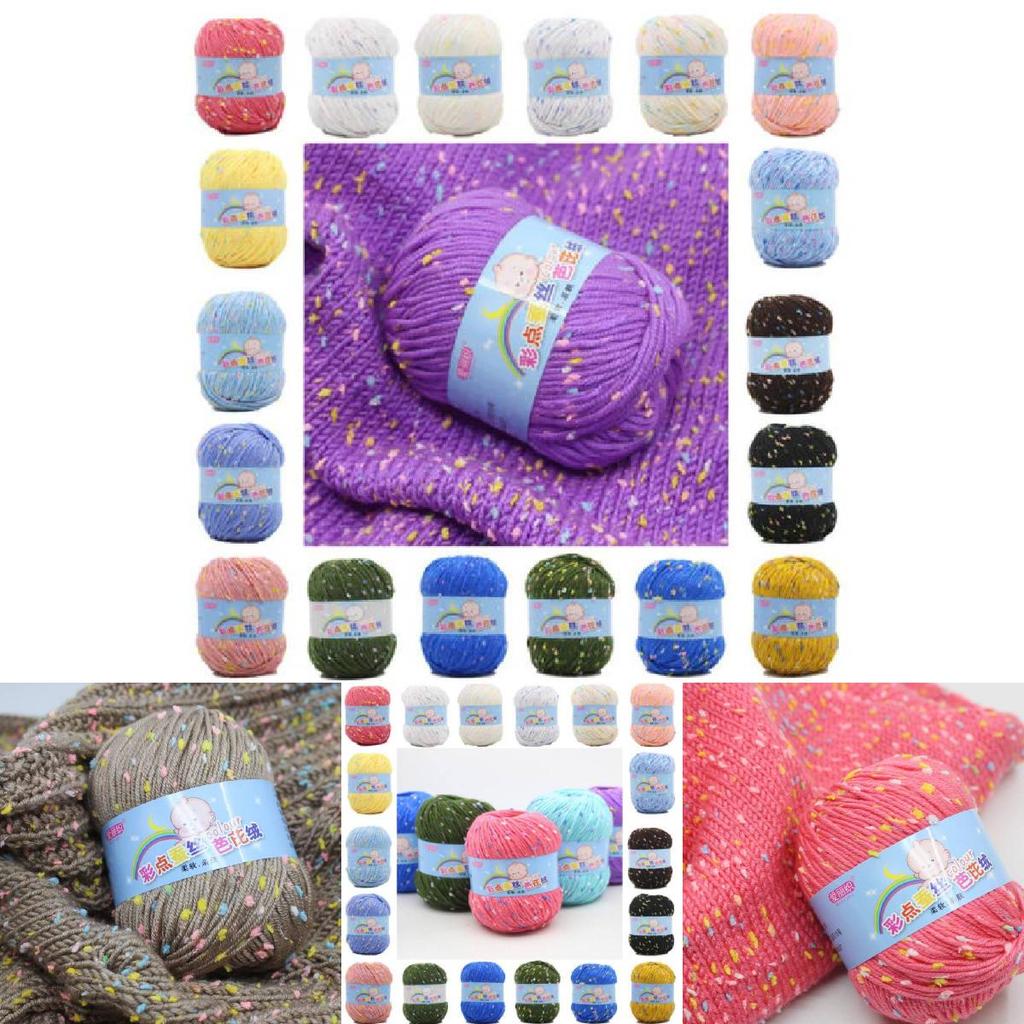 Premium Milk Cotton Baby Yarn With Colorful Dots For Knitting And Crochet