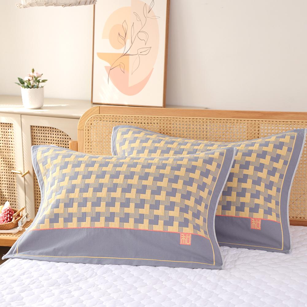 A Pair of Pure Cotton Gauze Pillow Towels, New High-density Soft Adult Cover Towels, Cotton Non-slip and Breathable Household