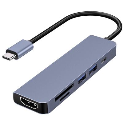 Hub with 4K HDMI Video PD 100W Fast USB Data and SD TF Card HDMI Type C Adapter for Working from No Setup Compatible with MacBook iPad Surface and