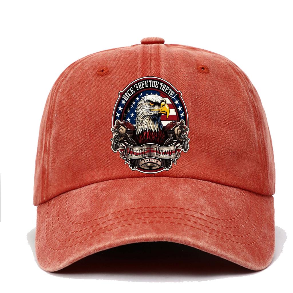 Adjustable Retro with American Flag Eagle Print Breathable Washable Hat Suitable for Casual Casual Attire Hand Washable