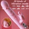 Heating Telescopic Vibrator with Tongue Licking 20+20 Speeds Vaginal Massager Clitoris Lick Stimulation Dildo Sex Toys for Women