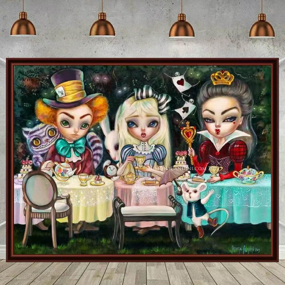 Alice In Wonderland 5D DIY Diamond Painting Mosaic Disney Cartoon Art Cross Stitch Embroidery Rhinestones Home Decor Kids Gift