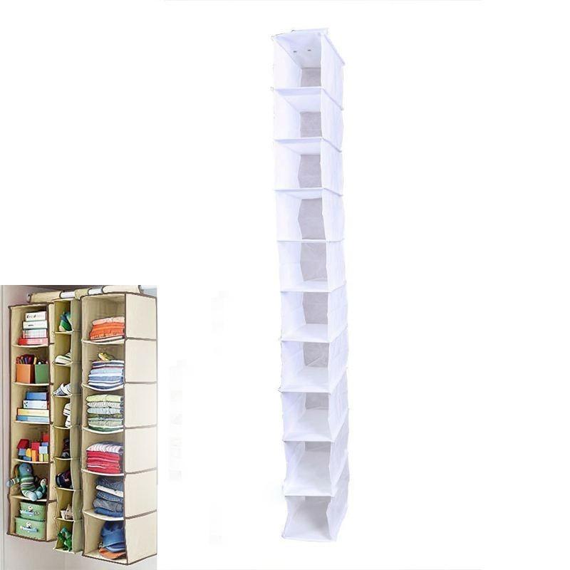 Modern Minimalist Non-woven Fabric 10 Tier Hanging Storage Bag For Bedroom Closet