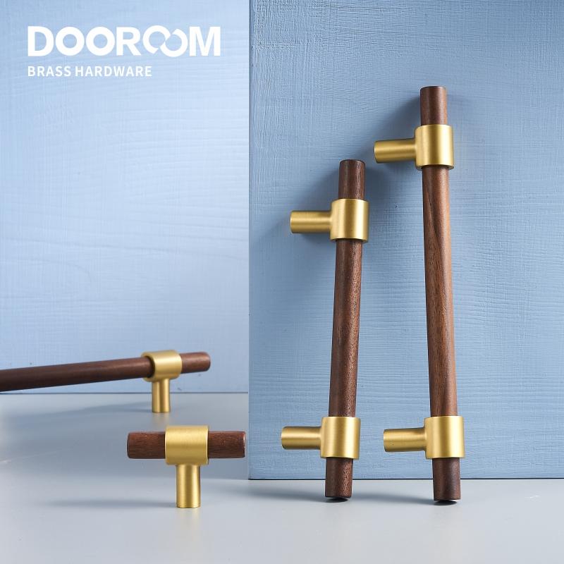 Dooroom Brass Black Walnut Furniture Handles Original Modern Nordic Pull Cupboard Wardrobe Dresser Shoe Box Drawer Cabinet Knobs