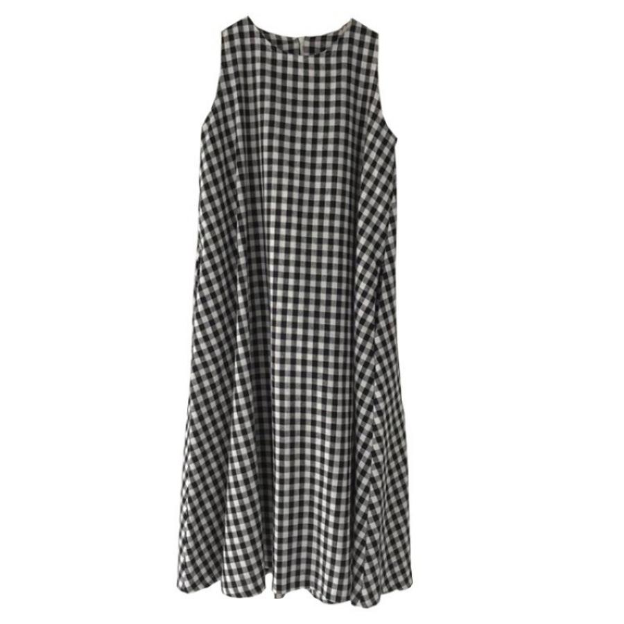 Chic Grid Backless Dress for Women, Small Batch Strappy Dress S