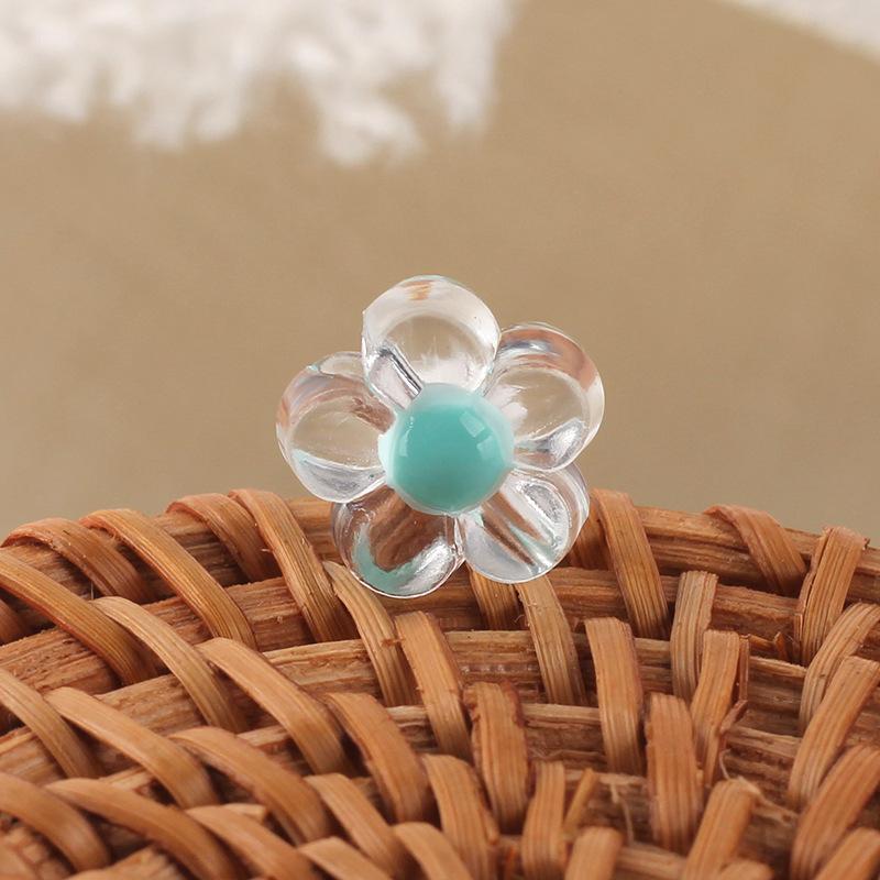 12mm Transparent Inner Color Straight Hole Drop-Oil Flower Acrylic Beads DIY Kids Bracelet Jewelry Accessories