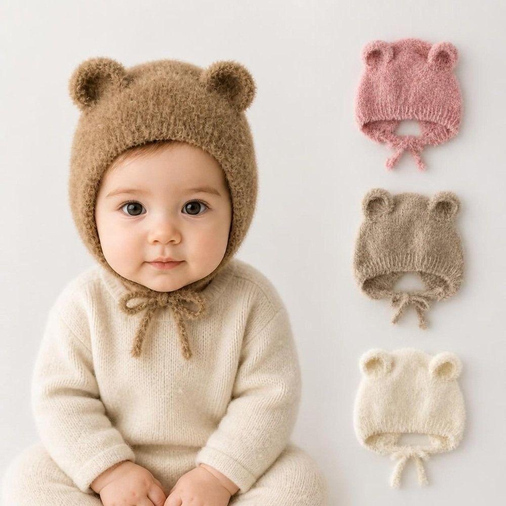 Soft Knitted Warm Hat Windproof Ear Protection Hats Fashion Newborn Bonnet Hat  Kids