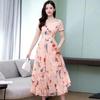 Short-sleeved Printed Ice Silk Dress Temperament 2026 Summer Women's Clothing New Fashion and Thin Floral Medium and Long Dress Age Reduction