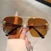 Men Vintage Pilot Trends Sunglasses Fashion Retro Metal Black Shades Women Leopard Decor Gradient Sun Glasses for Beach