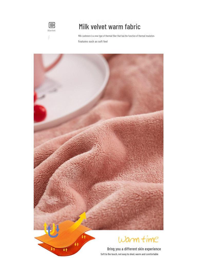 Milk Velvet Solid Color Blanket - Thick, Warm Flannel Gift for Office Naps & Air Conditioning