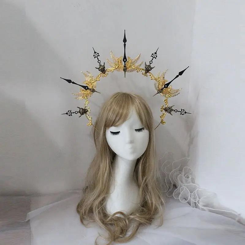 Gothic Lolita Rose Spiked Crown Headpiece Punk Baroque KC Punk Cosplay Costume Hair Accessories Sun Goddess Halo Headband
