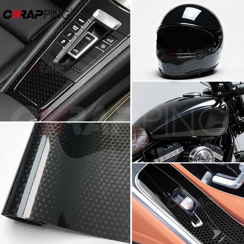 Nano TPF Car Sticker Vinyl Wrap Hexagonal Carbon Pattern Waterproof Adhesive Car Wrapping Film Auto Outdoor Accessories Vehicle