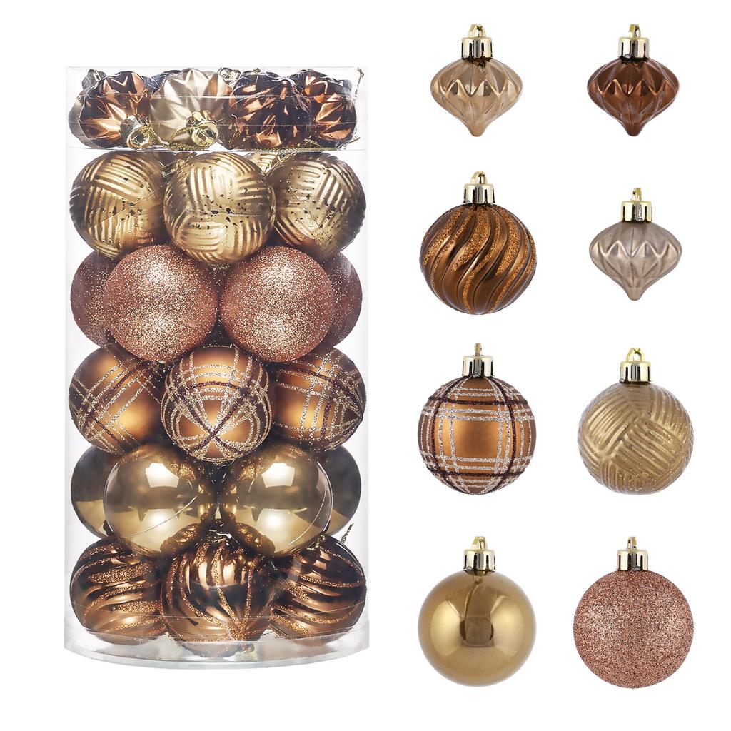 Valery Madelyn Christmas Gold and Nordic 5cm Set of Christmas Tree Stylish and and Copper Ornaments, Copper, Style, Luxurious, Balls, 35, Decorations,