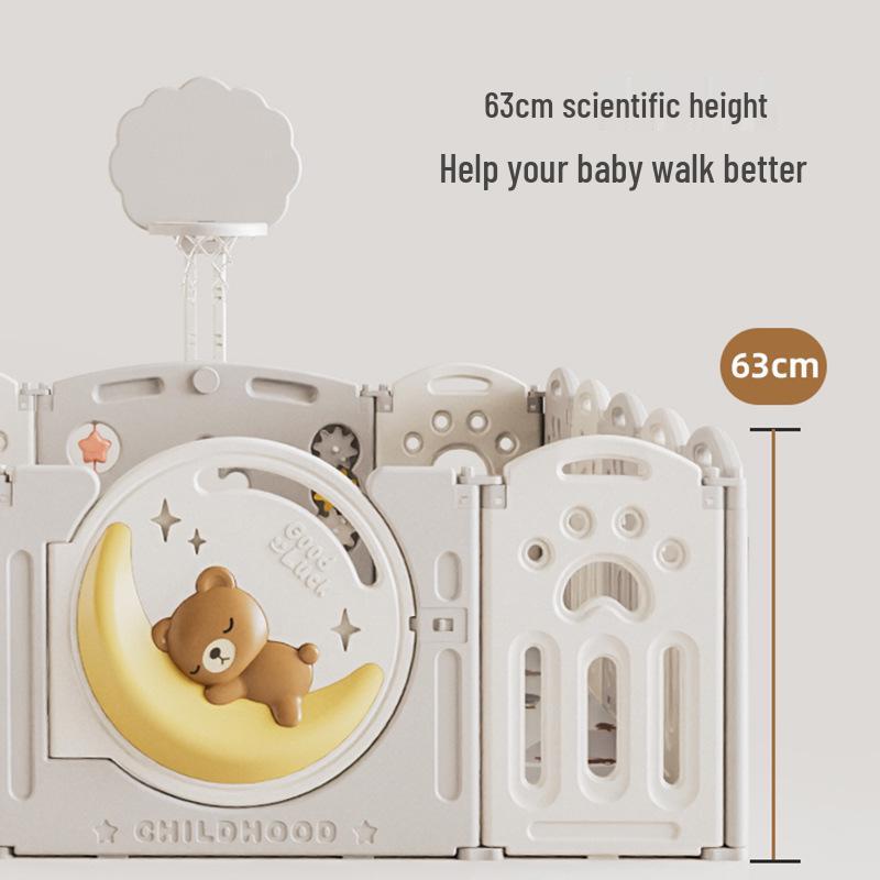 Little Bear Indoor Baby Playpen and Crawling Mat for Small Spaces