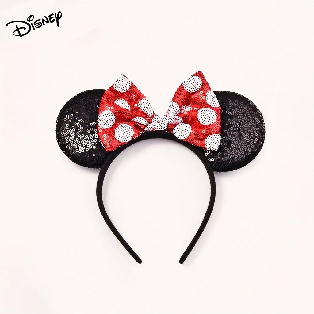 1 PC Disney Minnie Ears Headband with Red Polka Dot Bow | Cute Plastic Dress Up Headbands for Party, Costume Party