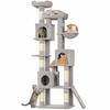 Large Cat Scratching Post, 200 Cm Tall Cat Tree with 2 Beds, 3 Caves, Hammock, 3 Balls for 1-3 Cats Under 6 Kg, Light Grey