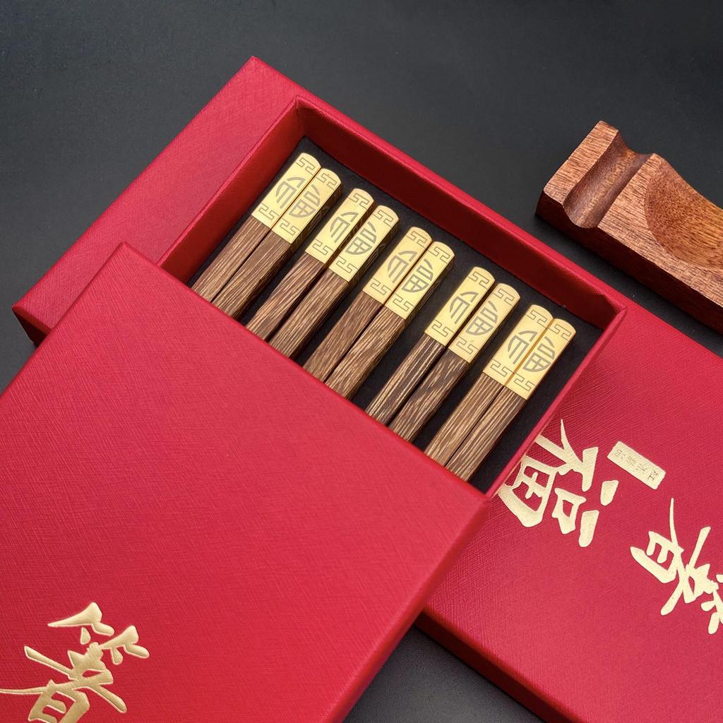 2025 Premium Palissander Eetstokjes Set: Luxe Eénpersoons Gelukskat Antislip Cadeaubox