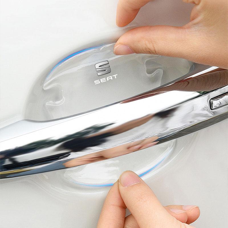 Car Body Anti-Collision Protection Strip Auto Door Handle Bowl Anti-Scratch Sticker for Seat Leon FR Altea Ibiza Toledo Cordoba Arona Ateca Alhambra