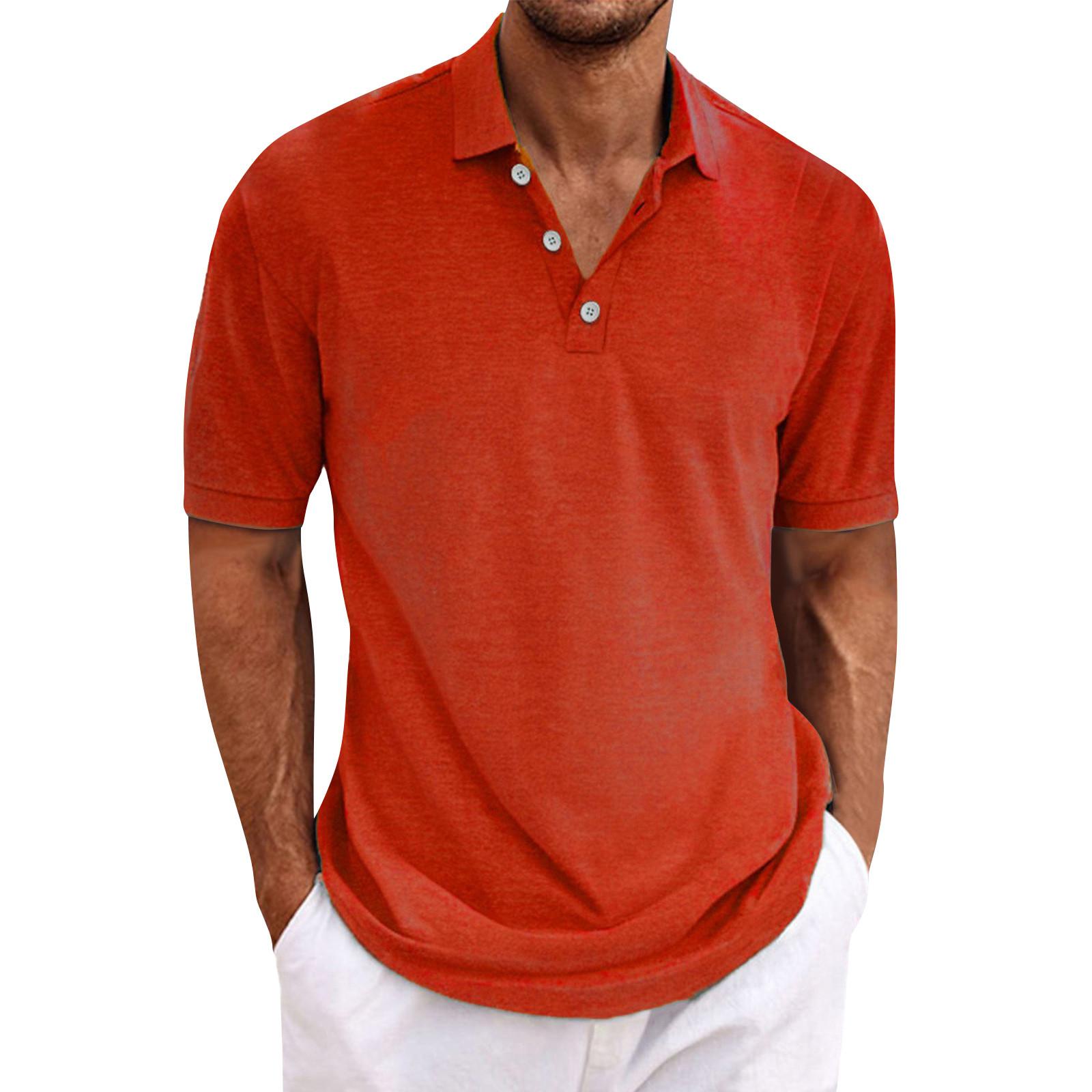 

Мужская рубашка для гольфа, повседневная спортивная, с V-образным вырезом, ребристый воротник, с коротким рукавом, модная, повседневная, однотонная, однотонная, весна-лето, стандартная посадка XXXL красный