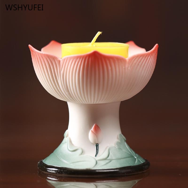 Home decoration accessories Ceramic Lotus Candlestick household Candlestick base for Buddha offering in front of the Buddha 1pcs