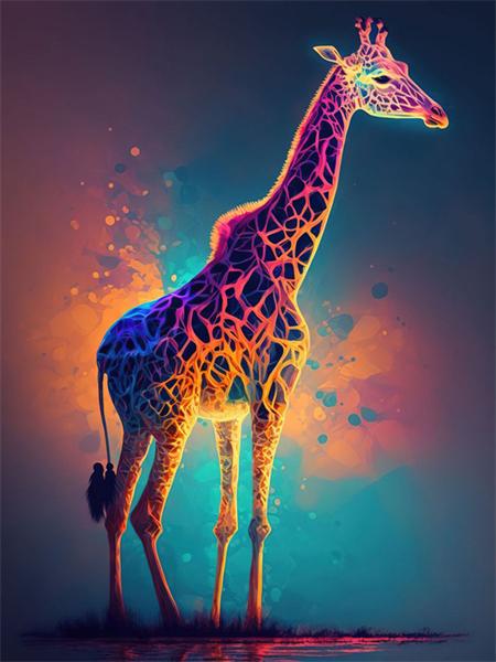 Full Square/Round Giraffe Colorful Home Decor Mosaic Embroidery Animal Fantasy Handmade Wall Art