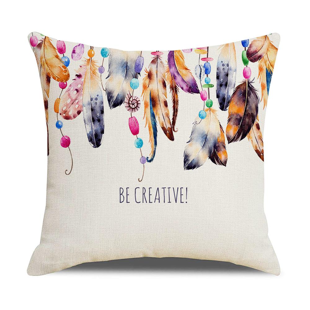 Ins Style New Dream Catcher Linen Sofa Pillow Cover Feather Digital Print Cushion Cover