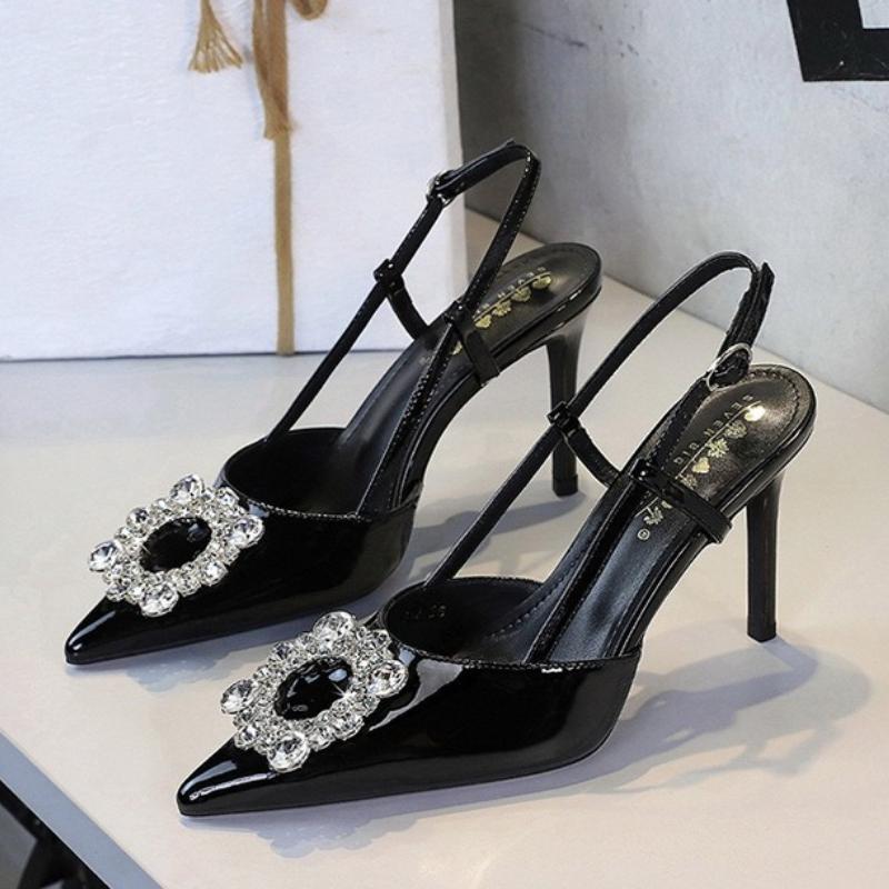 Fashion Fashion Rhinestone Women Pumps Luxury High Heels 9 CM Stiletto Patent Leather High Heeled Sandals Summer Shoes Sexy Party Shoes
