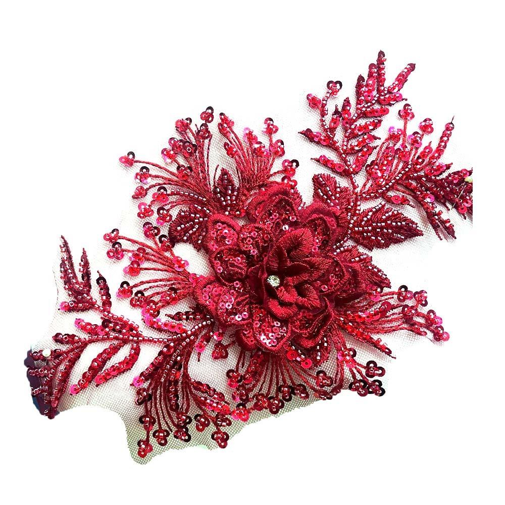 Colored Applique Lace Flower Stickers Bead Accessories Flower Cloth Pieces Wedding Dress Decorations Lace Applique