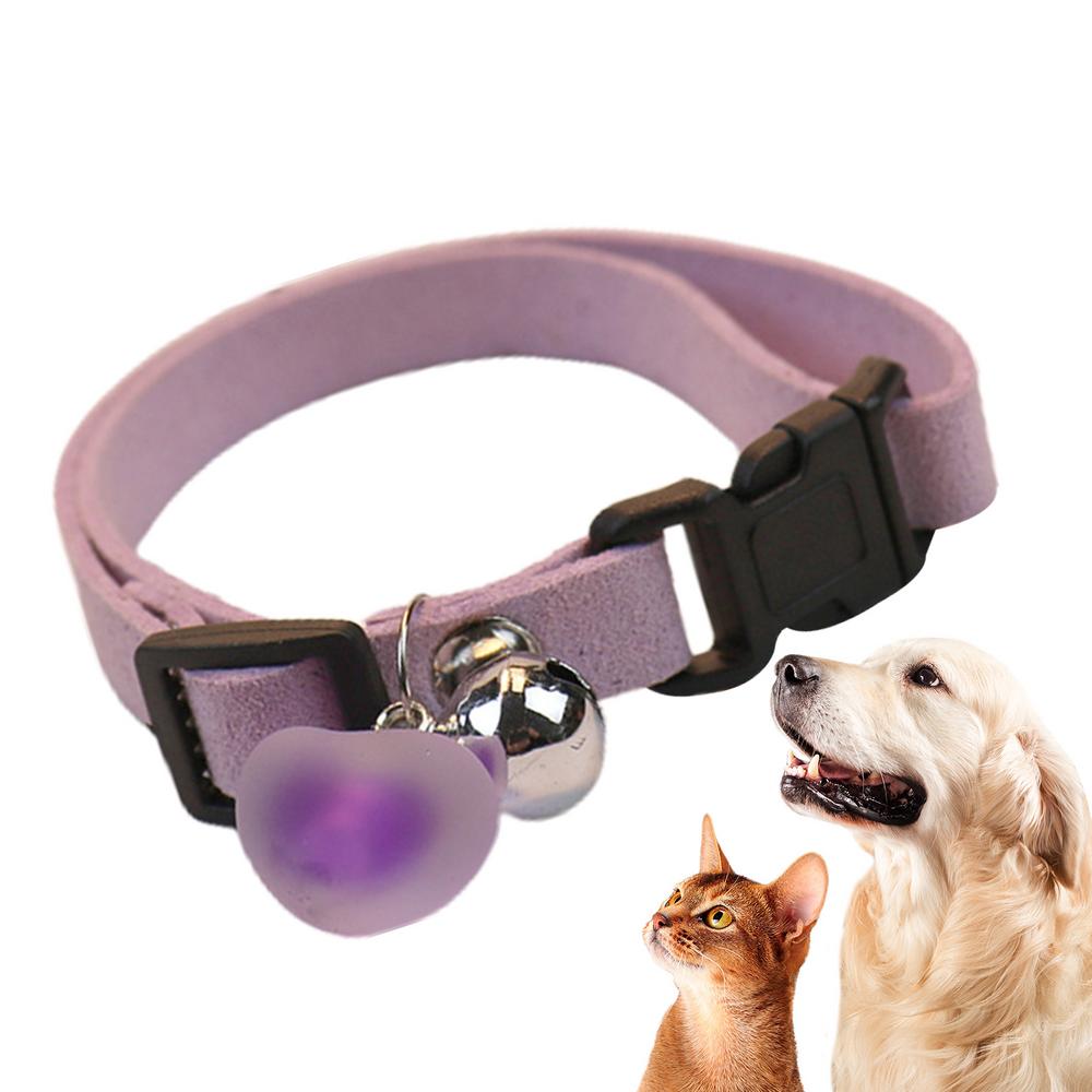 

Регулируемый ошейник для собаки, ошейник для питомца с плюшевым сердечком и звенящим колокольчиком, регулируемые ошейники для кошек, аксессуары для щенка светло-фиолетовый
