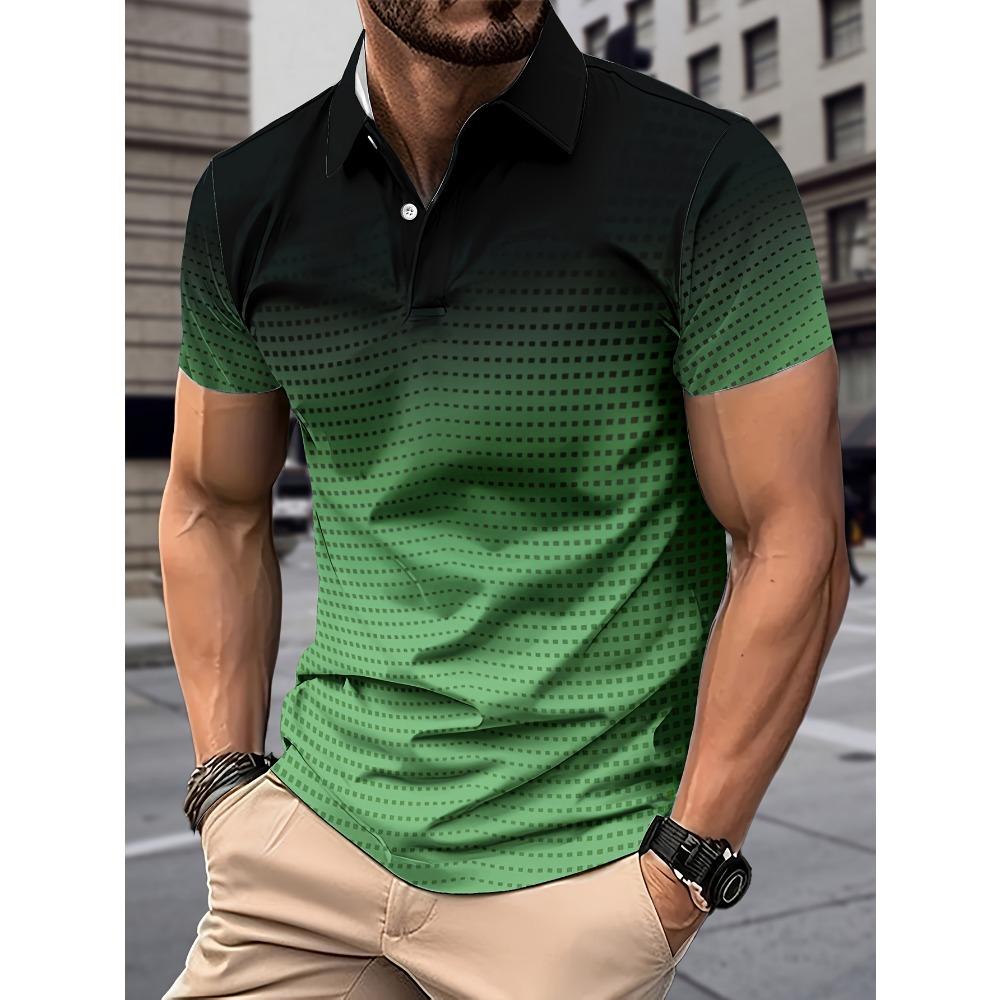 Roupas de Verão Masculinas Manga Curta Gola Lapela Polo de Golfe Masculino Tops Casuais de Negócios 100% Poliéster