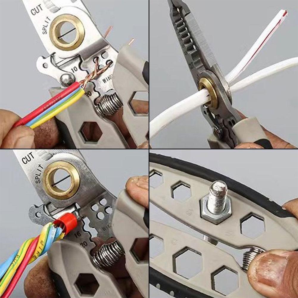 7 Inch Multifunctional Stripping Pliers Multipurpose Crimping Plier Repair Tool Pliers for Stripping Cutting Crimping