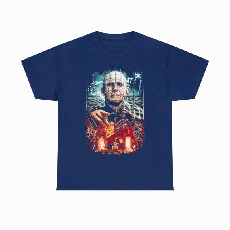 Summer Unisexs and Womens loose breathable Tshirt Hellender Pinhead Tshirt 80s retro horror movie Tshirt S