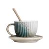 Striped Coffee Cup And Saucer Set, Retro Kiln Change Coffee Cup Creative Ceramic Cup Light Luxury Afternoon Tea Coarse Pottery Cup