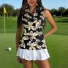 Womens Sleeveless Golf Shirt with Zipper Collar Printed Sports Tank Top Athletic Performance Pullover for Outdoor Activities