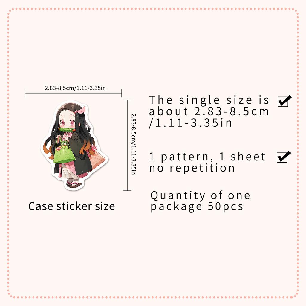 50pcs Kamado Nezuko Stickers Demon Slayer Blade Cartoon Graffiti Stickers DIY Phone Laptop Notebook Suitcase Waterproof Stickers