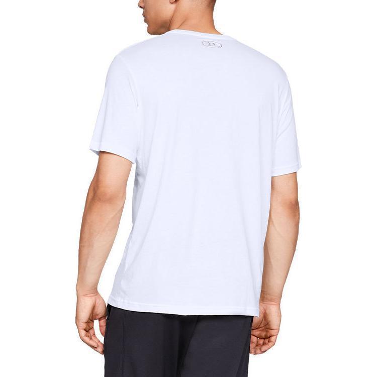 Under Armour Letter Logo Print Round Neck Sports Short Sleeve T-Shirt Men Tops White 1329582-100