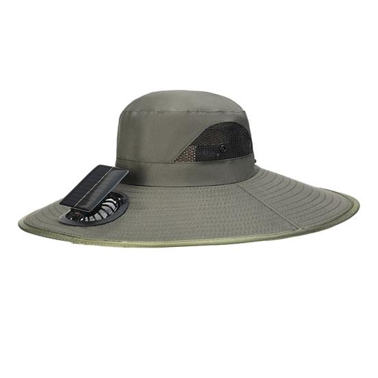 

Solar Fan Bucket Hat Adjustable Wide Brim Sun Hat with Built-in Solar Panel Cooling Fan Hiking Fishing UV Protection Hat One Size A армия зеленый